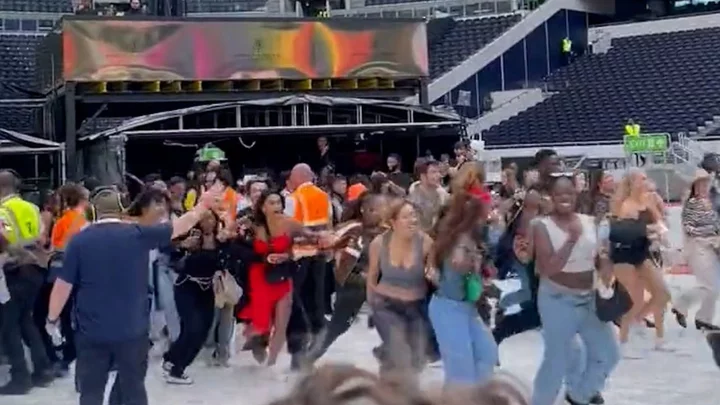 Moment Beyoncé fans charge towards stage as they're let into London concert