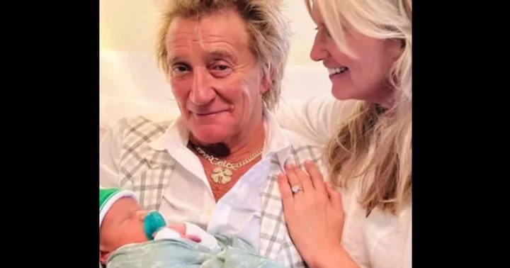 'Happy grandad': Rod Stewart cannot stop smiling as he shares photos of his two newborn grandchildren