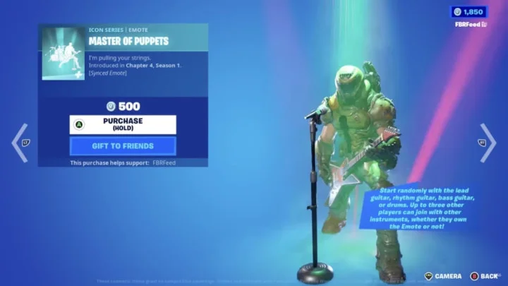 How Much is the Master of Puppets Emote in Fortnite