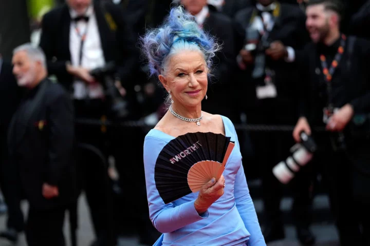 Helen Mirren debuts blue hair look on opening day of Cannes