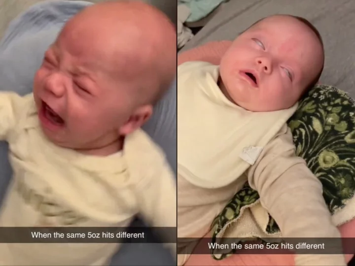 Mother of newborn triplets shares how they react differently after eating