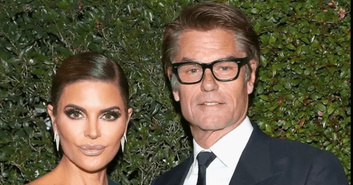 Lisa Rinna shares husband Harry Hamlin's photos as he poses in their backyard, fans say 'he's just getting hotter'