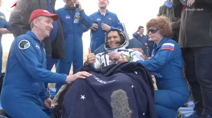 U.S. astronaut Rubio and two Russian cosmonauts land in Kazakhstan