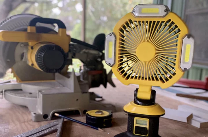 This $60 adjustable fan has a magnetic base and an LED lamp built in