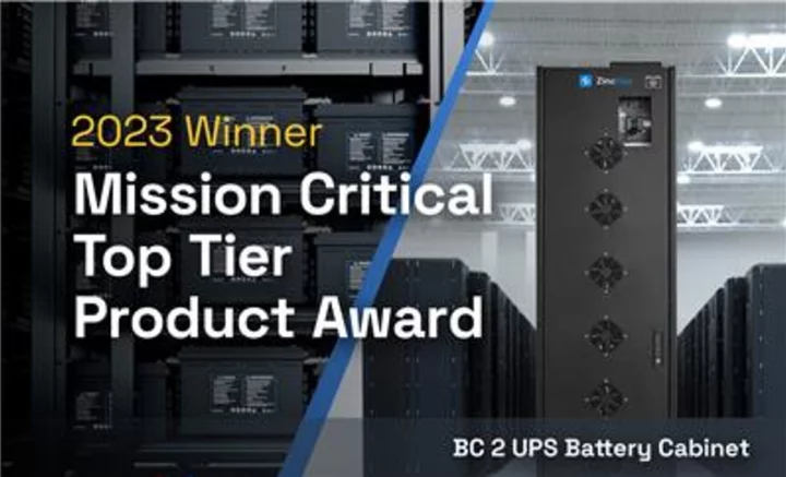 ZincFive Wins Mission Critical 2023 Top Tier Product Award in the UPS Category
