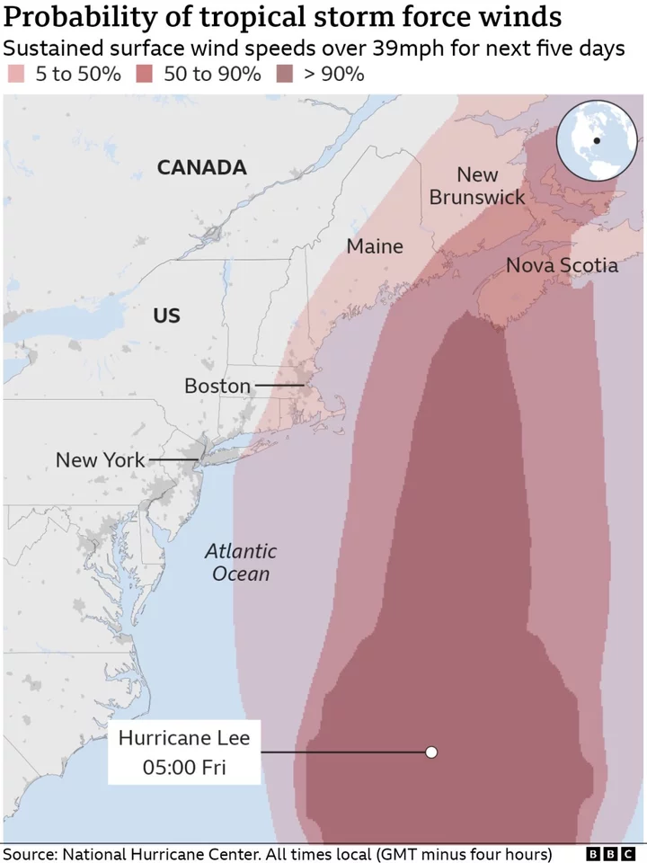 Hurricane Lee heads towards New England and Canada