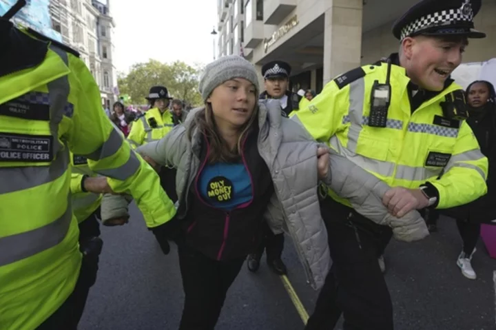 Greta Thunberg was among climate activists detained at a protest to disrupt oil executives' forum