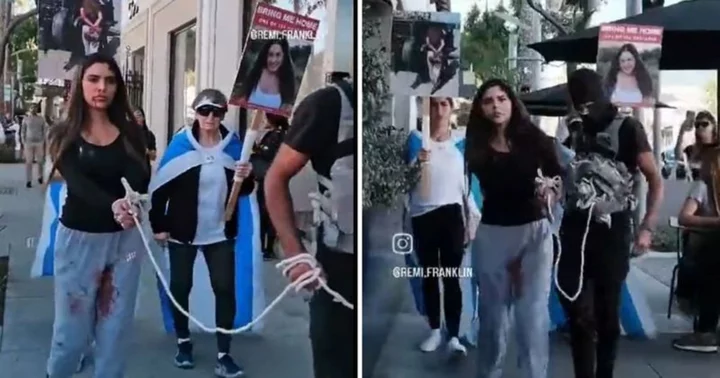 'The correct way to bring awareness': Internet backs approach of woman walking around Beverly Hills dressed as Hamas victim