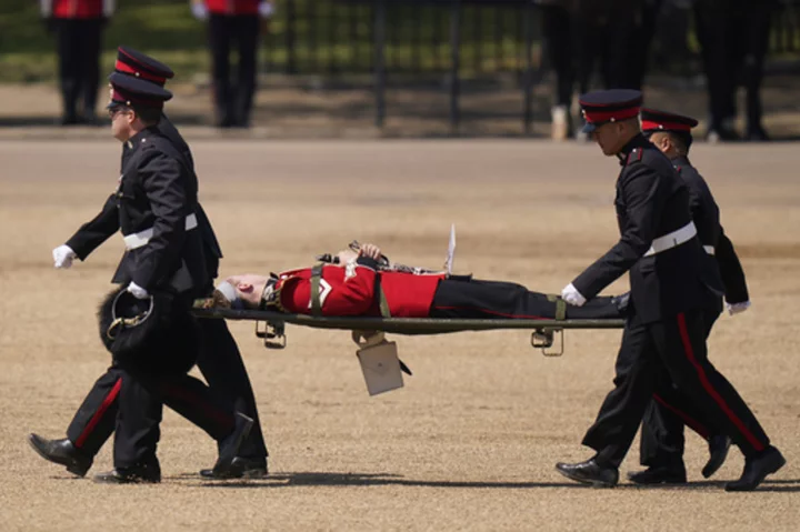 Troops feel the heat, and several faint, as Prince William reviews military parade