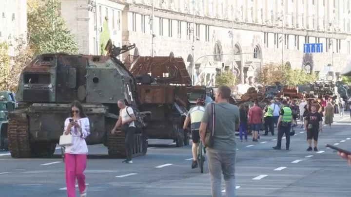 Watch live: Ukraine parades destroyed Russian tanks on Independence Day