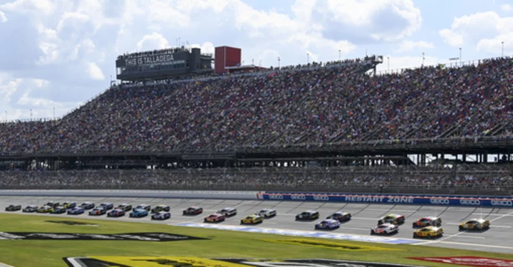 Ryan Blaney beats Kevin Harvick in a drag race at Talladega to advance in NASCAR playoffs