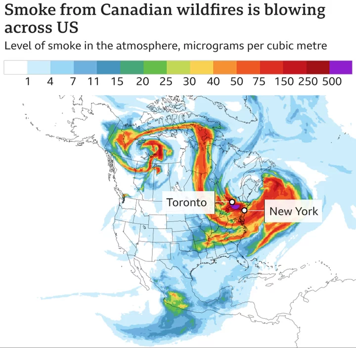 La Guardia and Newark flight delays over Canada wildfire smoke