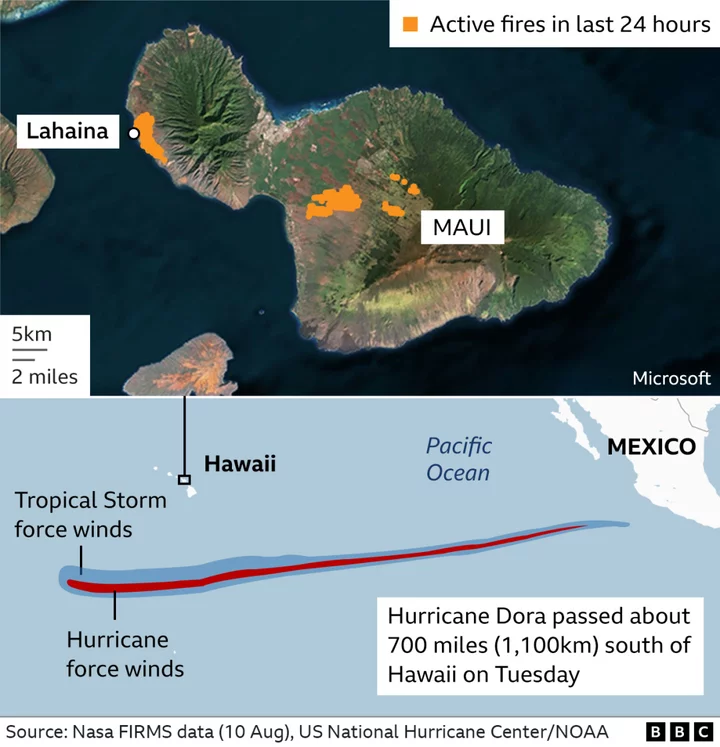 Hawaii wildfires: Maps and images reveal devastation