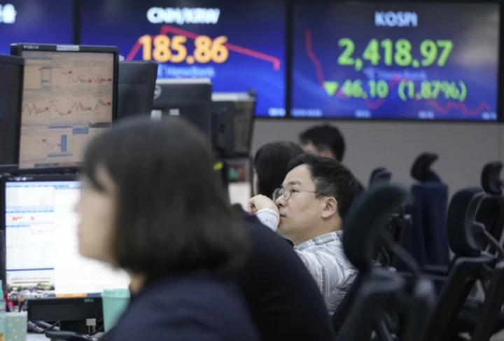 Stock market today: Asian shares are sharply lower, tracking a rates-driven tumble on Wall Street