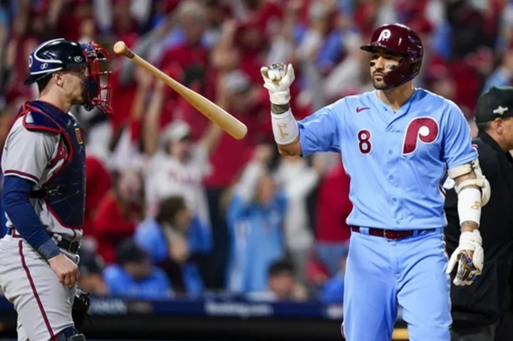 Castellanos hits 2 homers, powers Phillies past Braves 3-1 and into NLCS for 2nd straight season