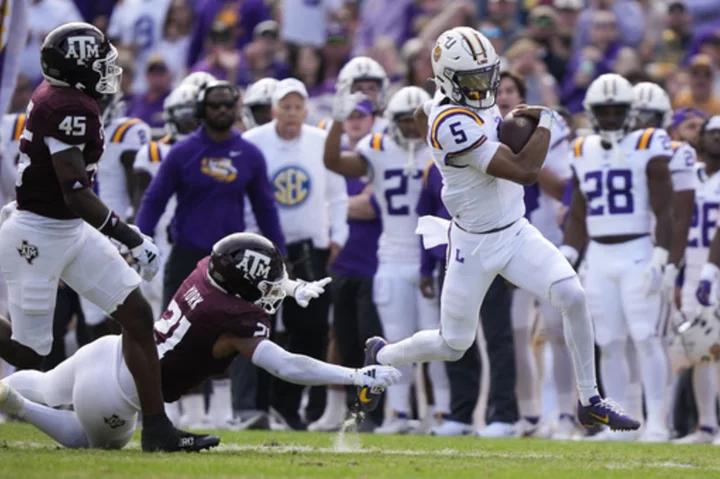 Jayden Daniels' 4 TD passes lead No. 14 LSU past Texas A&M 42-30