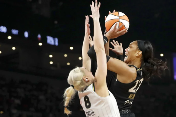 A'ja Wilson scores career playoff high 38, Aces beat Sky 92-70 to sweep first-round series