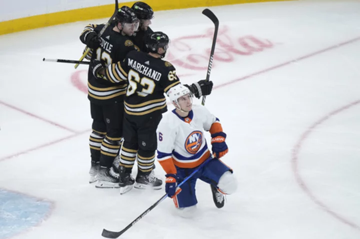 Coyle has 1st career hat trick, leads Bruins to 5-2 win over Islanders