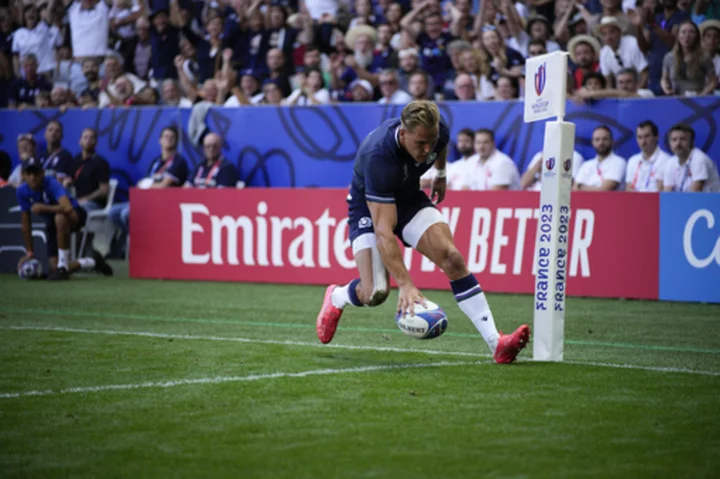 Rested Scotland run away from Tonga 45-17 at the Rugby World Cup and stay in contention