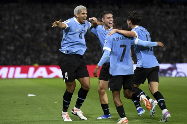 Messi's Argentina loses 1st match since World Cup title, falling to Uruguay; Colombia beats Brazil