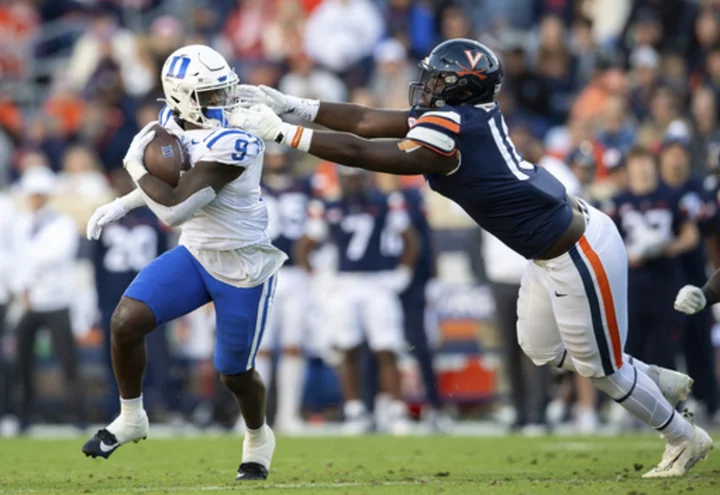 Colandrea's 3 TD throws lead Virginia to sixth straight home win against Duke, 30-27