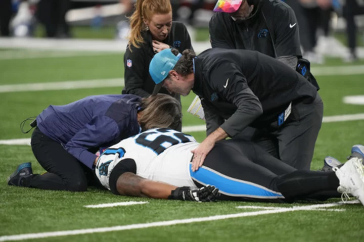 Panthers rookie guard Chandler Zavala taken to hospital with neck injury against Lions