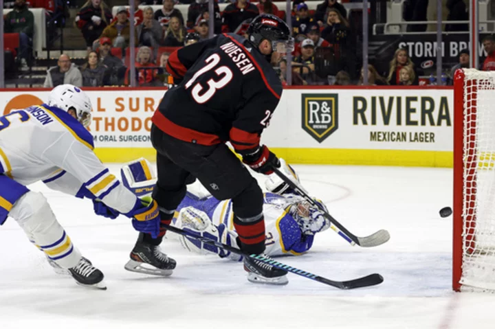 Sebastian Aho scores twice as Carolina Hurricanes cruise past Buffalo Sabres 6-2