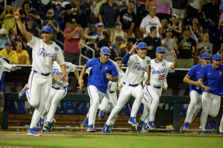 Florida comes from behind to beat Virginia 6-5 in the College World Series