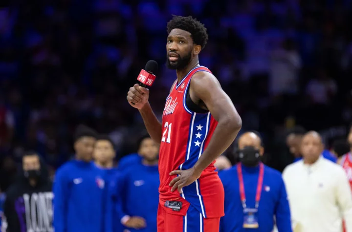 Joel Embiid showed up in person to watch the Phillies eliminate the Braves