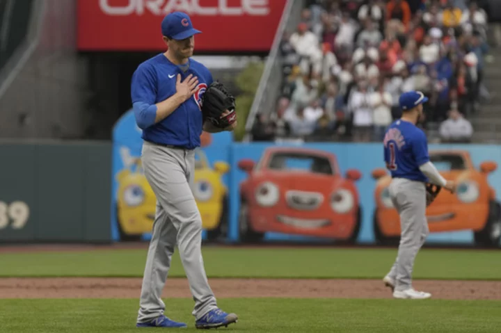 Hendricks no-hit bid ends on Haniger's 2-out double in 8th, Giants beat Cubs 4-0