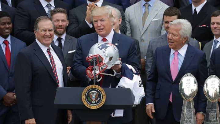 Donald Trump Interrupts Criticism of Joe Biden to Wonder Why the Patriots Stink