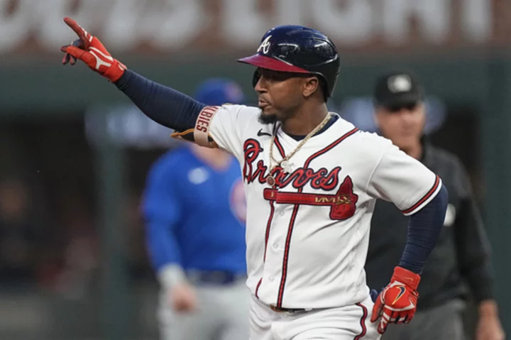 Acuña becomes first 40-70 player, Albies lifts Braves over Cubs 6-5 in 10 innings