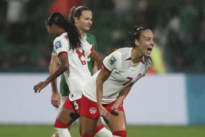 Olympic champion Canada beats Ireland 2-1 at Women's World Cup