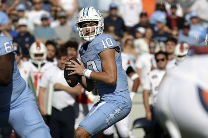 No. 14 North Carolina in full control with Maye accounting for 4 touchdowns in 40-7 win over Orange