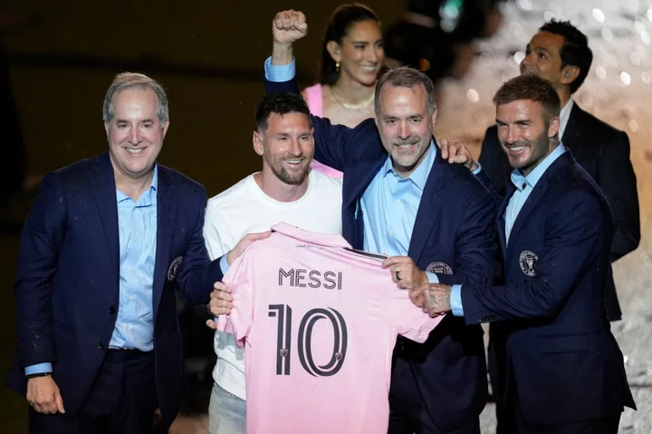 ‘The best player to ever don boots’: Lionel Messi unveiled to Inter Miami’s fans