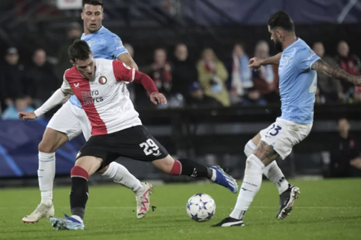 Feyenoord in position to progress to knockout rounds after beating Lazio 3-1 in Champions League