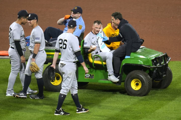 Yankees reliever Anthony Misiewicz struck in the face by a line drive against Pirates