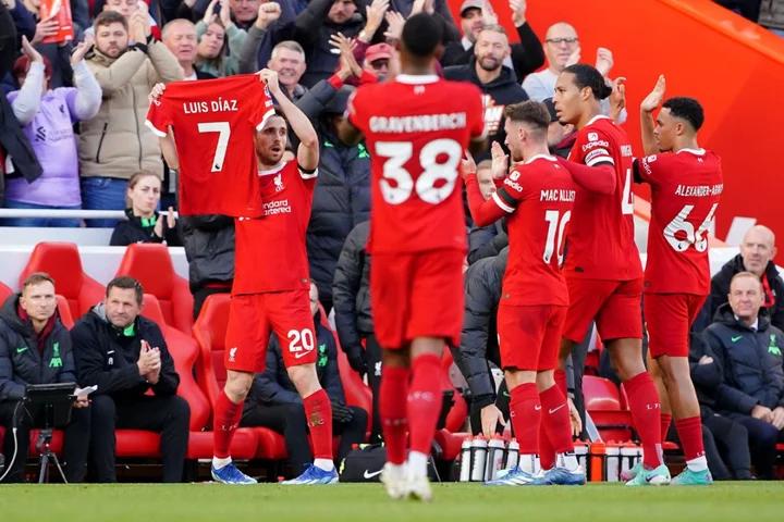 Liverpool show support for Luis Diaz in victory over Nottingham Forest