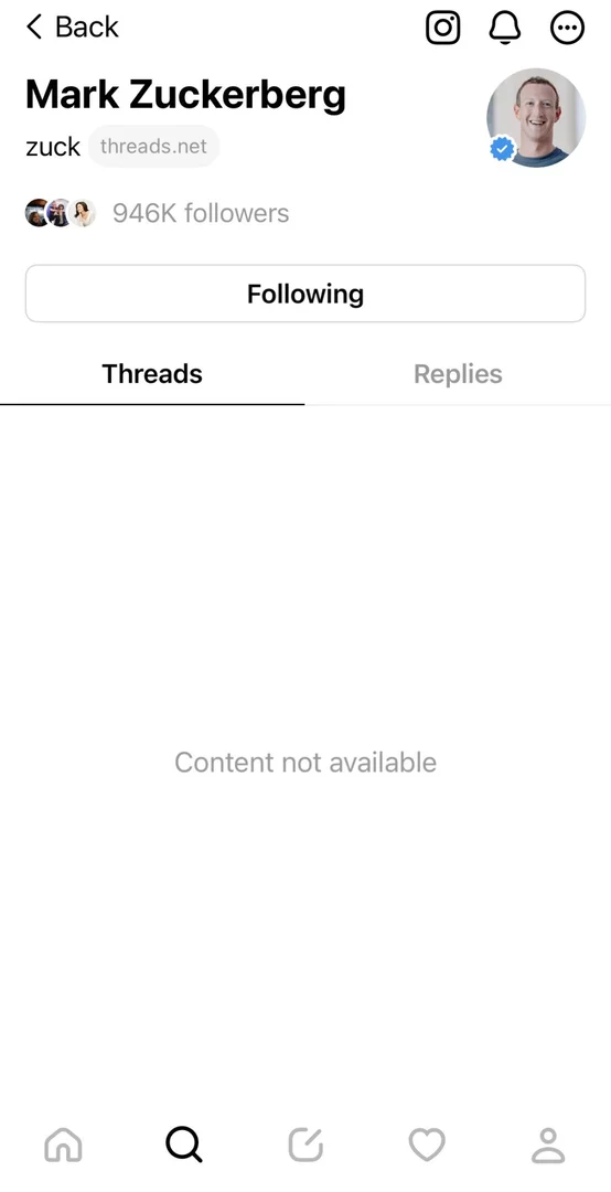 Mark Zuckerberg’s Own Threads Posts Are Showing as Unavailable