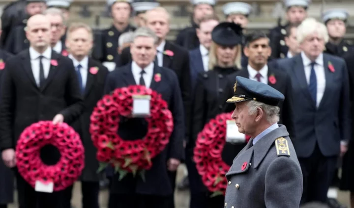 King Charles III leads silence for British war dead